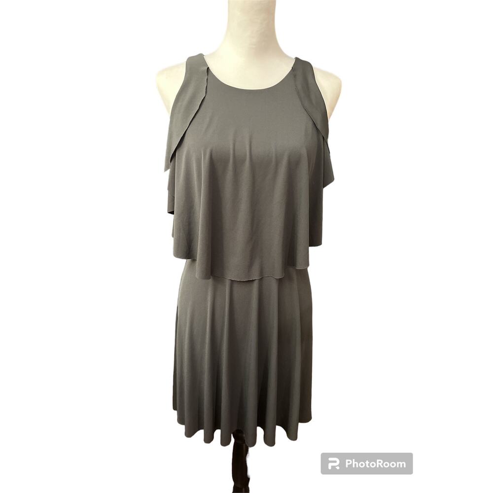 Red Gray Layered Dress Large short sleeve